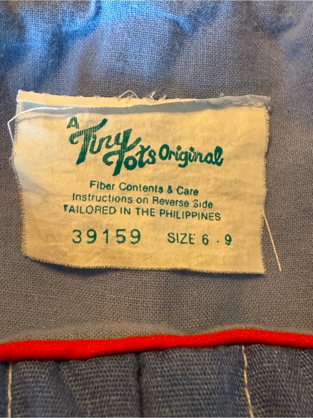 Vintage Tiny Tots original Blue Quilted Airplane Overalls with Red Trim 6/9m - Picture 5 of 5